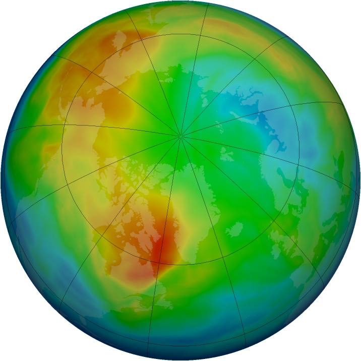 Arctic ozone map for 01 January 2006